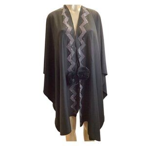 MARC New York Andrew Marc Fuzzy Bedazzled Poncho Sweater Wrap One Size. New